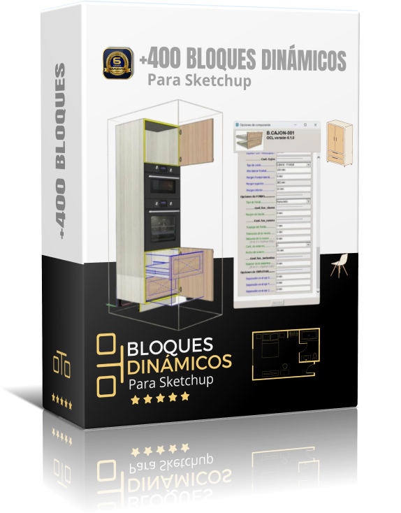 +400 Bloques Dinámicos Muebles de Melamina Sketchup